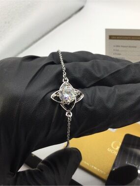Piaget Silver Crystal Floral Motif Bracelet
